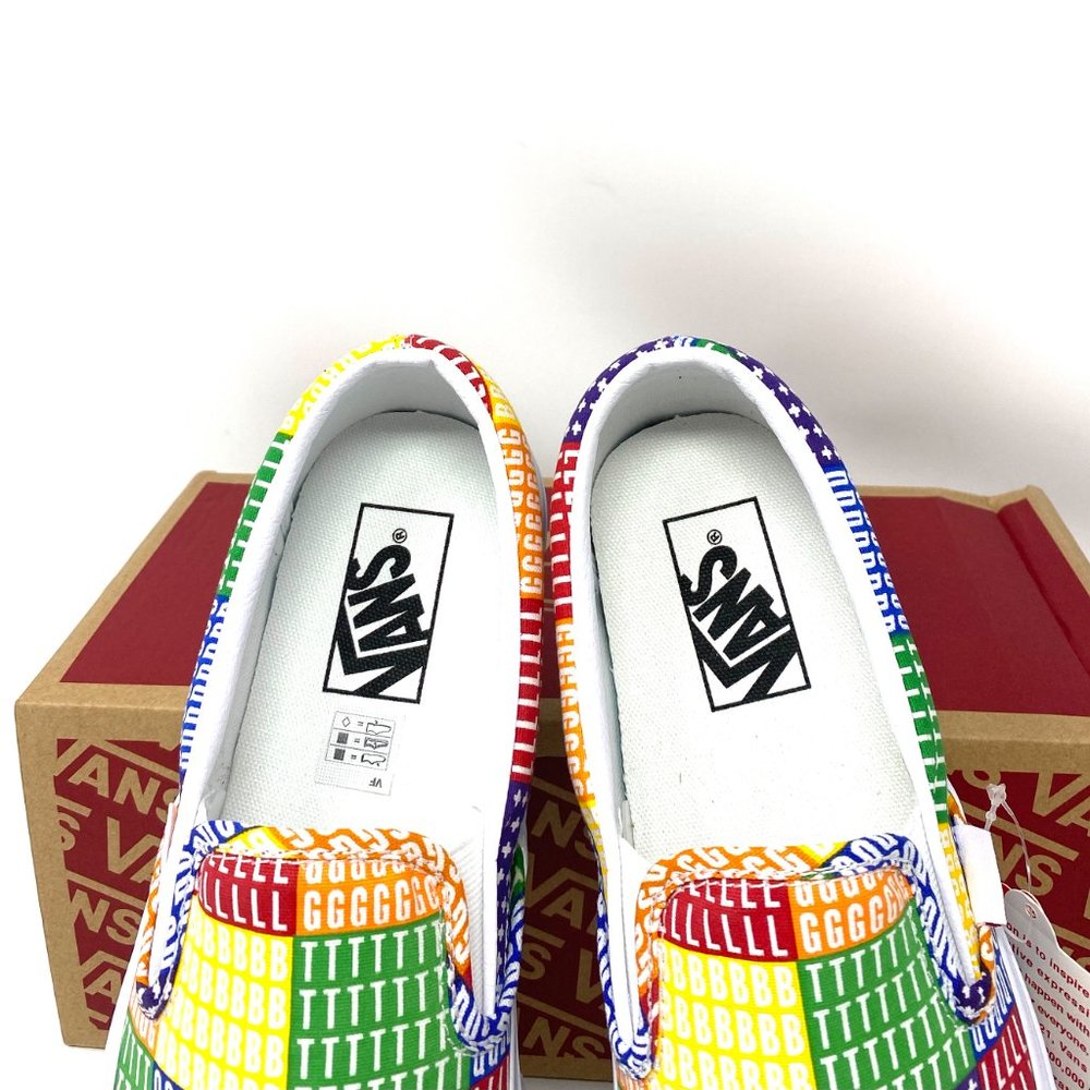 VANS Classic Slip On Men's PRIDE LGBTQ+ Multicolor Rainbow Low Top VN0A33TB3WJ - Picture 3 of 10